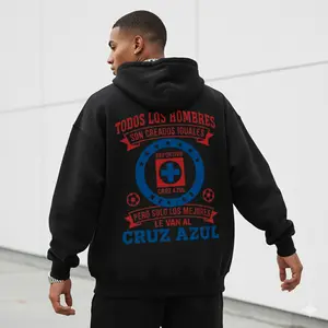 Men's Cruz Azul FC Fan Apparel Graphic Hoodie - Cotton Blend Long Sleeve Pullover Regular Fit | Soft & Breathable Fabric, Durable Print, Everyday Comfort, Machine Washable, streetwear casual outdoor