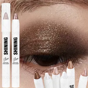 6pcs/set Glitter Single Color White Tube Eye Shadow Stick - Waterproof, Long-lasting Eye Makeup, Pearlescent, Metallic Texture, Easy To Color, Create Charming Eye Makeup
