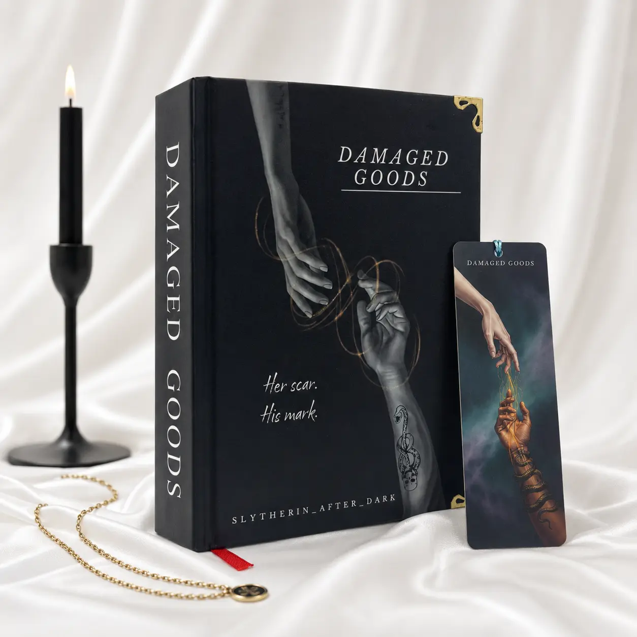 Damaged Goods Hardcover Book Set + Bookmark, Dark Romance Aesthetic Novel Gift, Slytherin After Dark Fanfic Novel, Dramione Fanfiction Journal,  Premium Collector Edition