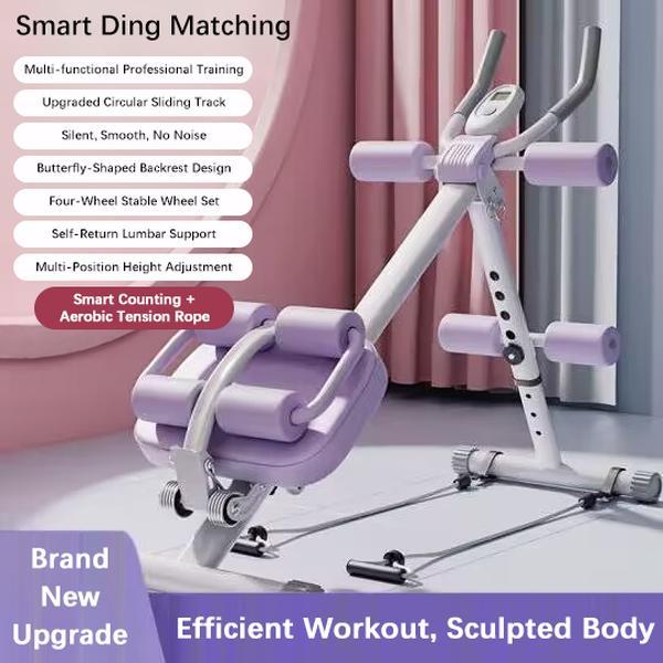 FURICA Adjustable AB Trainer with LCD Monitor Foldable Core Workout Machine for Arms Legs & Buttocks Shaping Home Fitness Equipment 8-Level Height 3-Level Incline Automatic Tracking