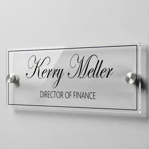 Personalized Acrylic Office Name Plate Custom Text Professional Door Sign Five Style Clear White Business Desk Plaque Modern Wall Mounted Name Sign Office Reception Workspace Decor Gift For Boss Teacher Doctor Employee