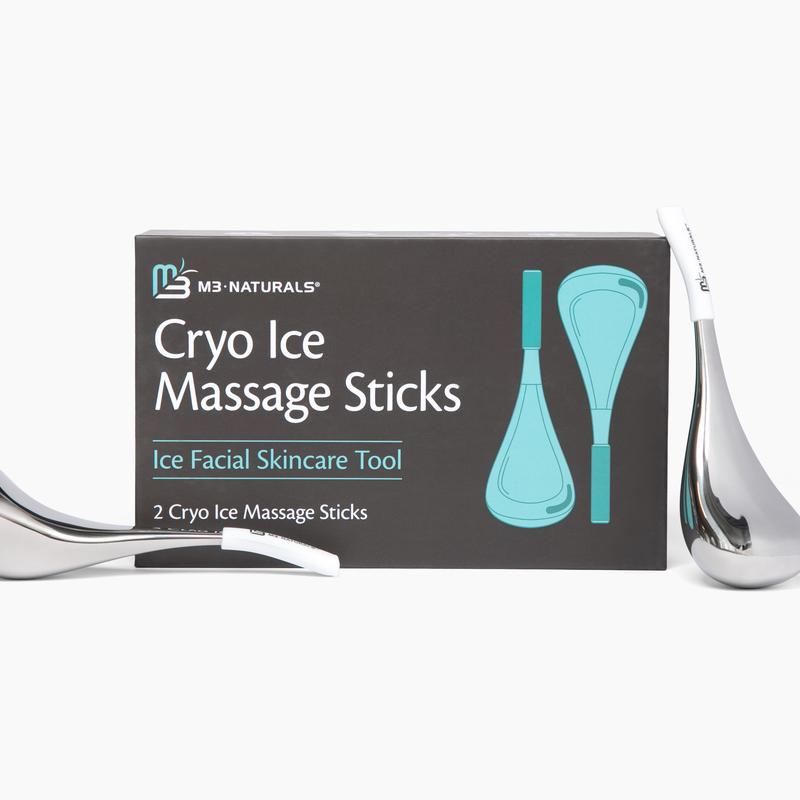 Cryo-Ice Massage Sticks, Ice Globes for Face, Facial Cooling & De-Puffing, Cryo Sticks for Redness Reduction & Skin Sculpting, M3 Naturals, 2ct
