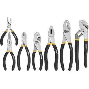 7- Pliers Set  8" Water Pump, 8"/6" Slip Joint, 7" Linesman, 6" Diagonal, 6" & Mini Long Nose, Carbon Steel, Anti-Slip Double-Dipped Handle for , DIY, Automotive