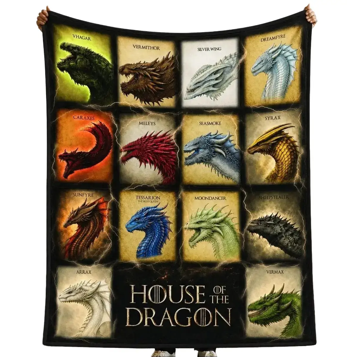 Fleece Blanket Graphic Art All Dragon In House Movie Series Targaryen Family Home Decor Merch For Fans, Sofa Blanket Decor 6R