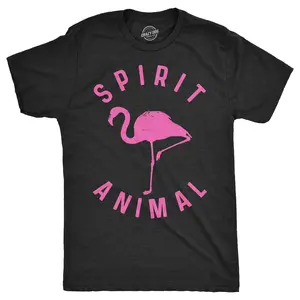 Mens Flamingo Spirit Animal T Shirt Funny Pink Bird Tee for Guys Mens Funny T Shirts Cool Vintage Fashion T-Shirt Gift Classic Menswear Funny Animal Short Sleeve Novelty Tees for Guys Black