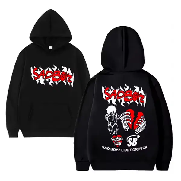 Junior H Sad Boyz music Hoodie New Men Women vintage Fleece Long sleeve streetwear Unisex Casual Oversized pullover Sweatshirt