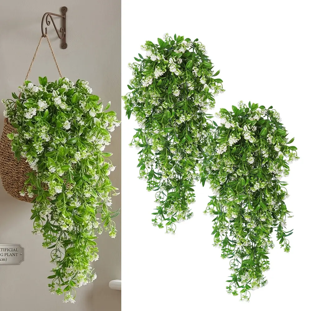 2-Piece 30-In UV-Resistant Maintenance-Free Decorative Simulated Hanging Green Plant Vine Set, Nature-Infused Decoration for Wedding Events, Living Room