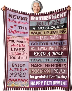 Retirement Gift for Women Goodbye Gifts for Coworkers Retirement Gifts for Women 2024 Happy Retired Gifts for Women Retirement Gifts for Nurse Boss Lady Friends Teacher Retirement Blanket 50"*60" Red