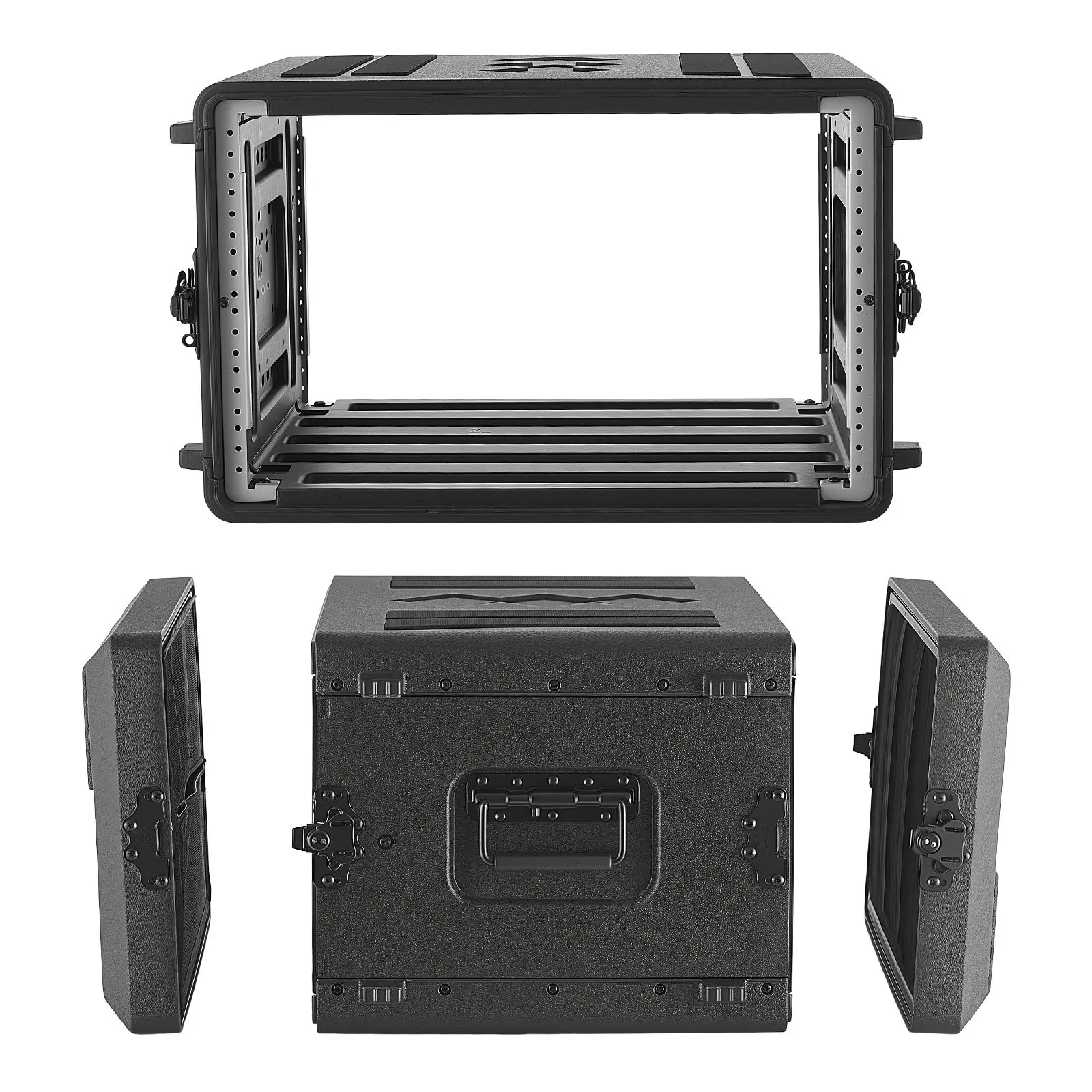 【Summerfinds】VEVOR 390-6U Rack Case, 15 in Depth, Polyethylene Rackmount Flight Case with Carry Handle, Microphone Compartments, Recessed Latches, Rack Rails, Easy Gear Mounting, 13.8 in Internal Depth for Amplifier