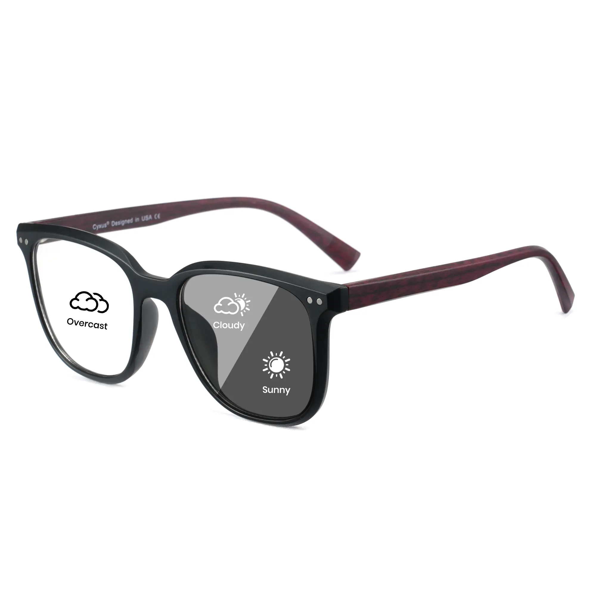 Cyxus Photochromic Glasses for Women Men UV Protection with Blue Light Blocking - 8240