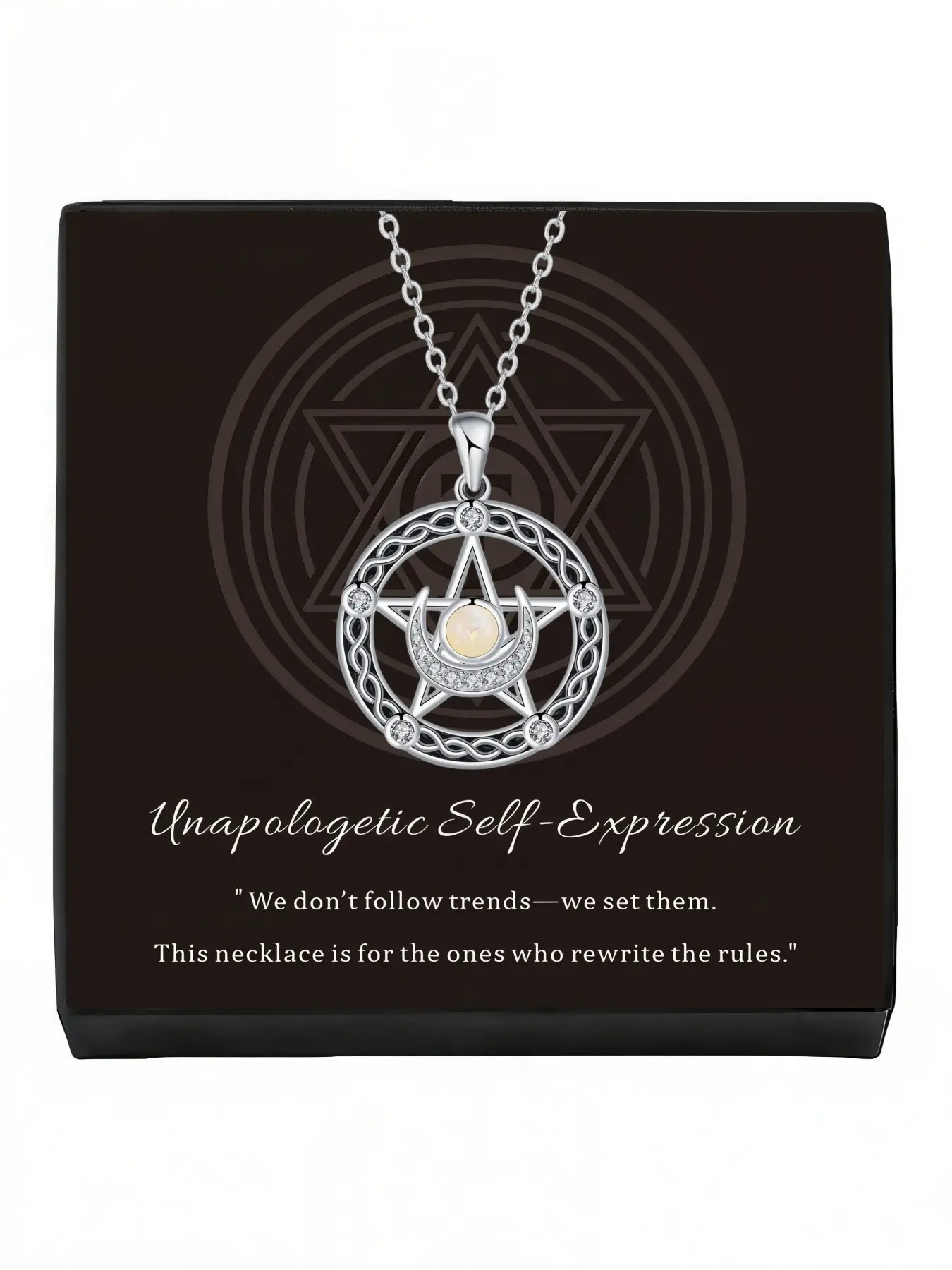 Moon Glow Star Spell Original niche retro star & moon opal diamond-inlaid pentagram gem necklace.Must-have for daily wear in spring and summer new styles.A mysterious lucky necklace for various festivals and Valentine's Day gifts.