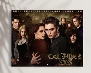Twilight Saga 2026 Calendar - Edward Bella Jacob Fan Gift - Team Edward Team Jacob Calendar - Twilight Movie Wall Decor - Gift for Twi-hard