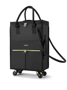 Pasman Reusable Wheel Shopping Bag, Grocery Bag Carrier, Luggage Cart, Rolling Handbag, Zipper Closure, Lightweight Design, Holds Up to 60 Lbs, Foldable Flat Storage