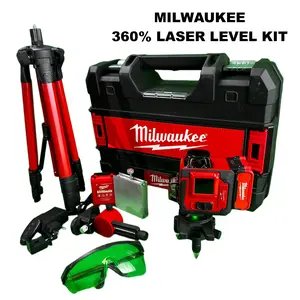 Milwaukee 360° Laser Level Kit, High Visibility for Outdoor Construction, Indoor Renovation & Cabinet Mounting 360 with tripod