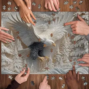 1000-Piece Eagle Jigsaw Puzzle for Adults - The Carved Eagle Woodland Scene, Challenging & Relaxing Craft, DIY Puzzle, Premium Thick Pieces for Home Game Night, Stress Relief Activity & Mindful Hobby
