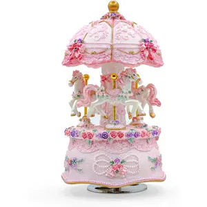 Carousel Music Box,Luxury Color Change LED Light Music Box,Luminous Rotating 3-Horse Musical Box with  Box for Girls Birthday Valentine  (You are My Sunshine, )