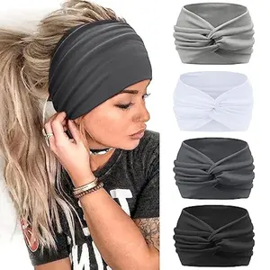 4Pcs Wide Headbands For Women's Hair Soft Headband, Head Bands Adult Women Elastic Head Band, Knotted Hairbands Fashion Hair Accessories For Women