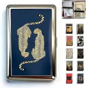 Vintage Leopard Print Metal Card Holder, Compact Cash & Card Organizer, Portable Storage Case For Daily Essentials tiktokshopspringglowup