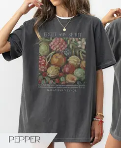 Fruit Of The Spirit Christian Tshirt, Vintage Aesthetic Bible Verse Tshirt, Still Life Fruit Art Graphic Tees, Trendy Art Shirt Women's Faith Outfit