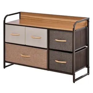 5 Drawer Chest with Anti Scratch Foot Pads Adjust Height on Uneven Floors for Dorm Apartment Laundry Room Lightweight Easy Move for Nursery Blankets Socks