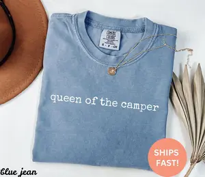 Comfort Colors Queen of the Camper T-Shirt, Camping Shirt, RV Camper Life Tee, Outdoor Adventure Gift for Women