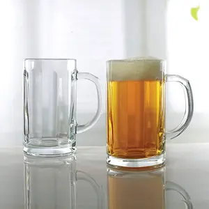 2pc Downtown Pub Glass Beer Mugs with Handle - 16oz Heavy Base Glassware Set for Water, Juice, Bar Dining Decor - Clear Beverage Cups