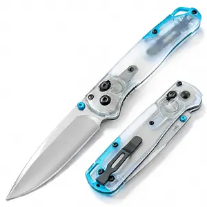 535 Creative Acrylic Clear Handle Folding Knife, Outdoor Emergency EDC Tool, Full Gift Box Set for Gifting & Collection
