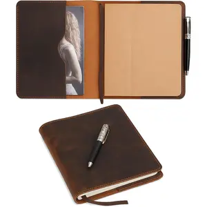 XL Leather Journal Cover 7.5 x 9.5 Inch - Refillable  Notebook Cover for Composition Notebook, Planner & Diary -  Protective Travel Writing Case, Brown