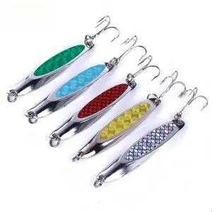 5pcs 20g Metal Spoon Fishing Lures Set with Tackle Box, Laser Scale Reflective Casting Spoons for Saltwater & Freshwater, Bass & Salmon Hard Bait Kit