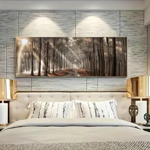 Frame not included Sunlit Forest Canvas Art Print - Frameless Oil Painting Poster  Bedroom Decor - Modern Landscape Wall Art Decoration Artistic Photo Ornaments Print for Living Room Abstract Canvas Wall Art -Home Office Decor Poster Decoration