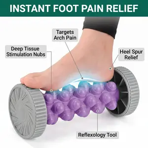 Plantar Fasciitis Relief Foot Massager Roller, Silicone Deep Tissue Massage Tool for Arch Pain Heel Spurs, Trigger Point Therapy Reflexology, Portable Foot Massage Roller for Foot Pain Relief