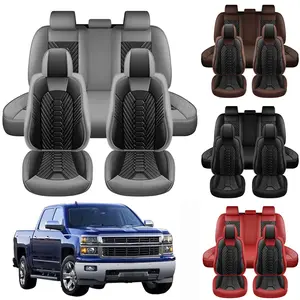 Custom Fit For Chevy Silverado Seat Covers,Leather Seat Covers For GMC Sierra,Custom Fit 2007-2025 2026 1500 2500HD 3500HD Crew Double Extended Regular Cab,LT LZT RST Trail Boss