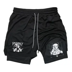 Summer Men's Sports Shorts 2-in-1 Breathable Casual Sportswear Double-layer Shorts Quick Dry Gym Athletic Workout Shorts for Men with Phone Pockets