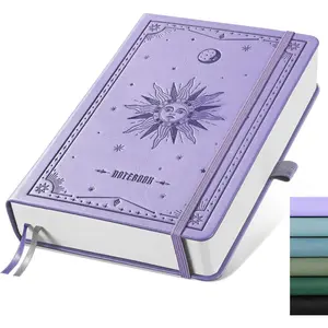 Lined Journal Notebook - 320 Numbered Pages, 100gsm Thick Journals, A5 Hardcover Leather College Ruled Notebooks for Women Men School Work Writing Note Taking, 5.75 x 8.38-Light Purple