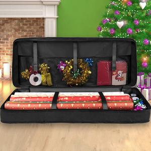 large capacity christmas gift wrap organizer box, includes 24 paper bags & 30 candy sacks, tree shape design, ideal for holiday storage