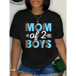 100% Cotton Mom Of 2 Boys T-Shirt |     Cute Mama Mommy Graphic Tee – Perfect Mother’s Day Gift Idea For Women