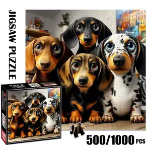 1pc 1000 piece adult puzzle 58x58cm Adorable Dachshund Dogs in a Group500 pieces of paper puzzle, suitable for adults and families, large-scale DIY puzzle interactive toy games, birthday holiday st