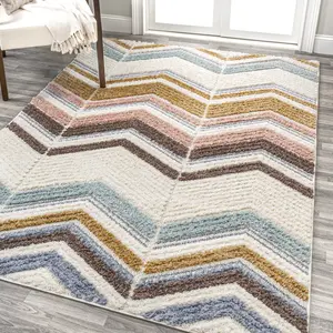 JONATHAN Y Elin Chevron High-Low Indoor Area Rug; for Living Room, Kitchen, Bedroom, Dining Room, Office