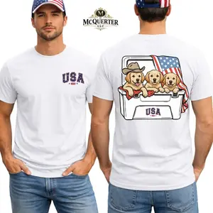 Dog Patriotic Tee, Golden Retriever USA Flag Cooler Back Print, USA 250th Anniversary Shirt, 1776 2026 America 250th Anniversary Gift for Men and Women, 4th Of July 2026 Day Shirts.