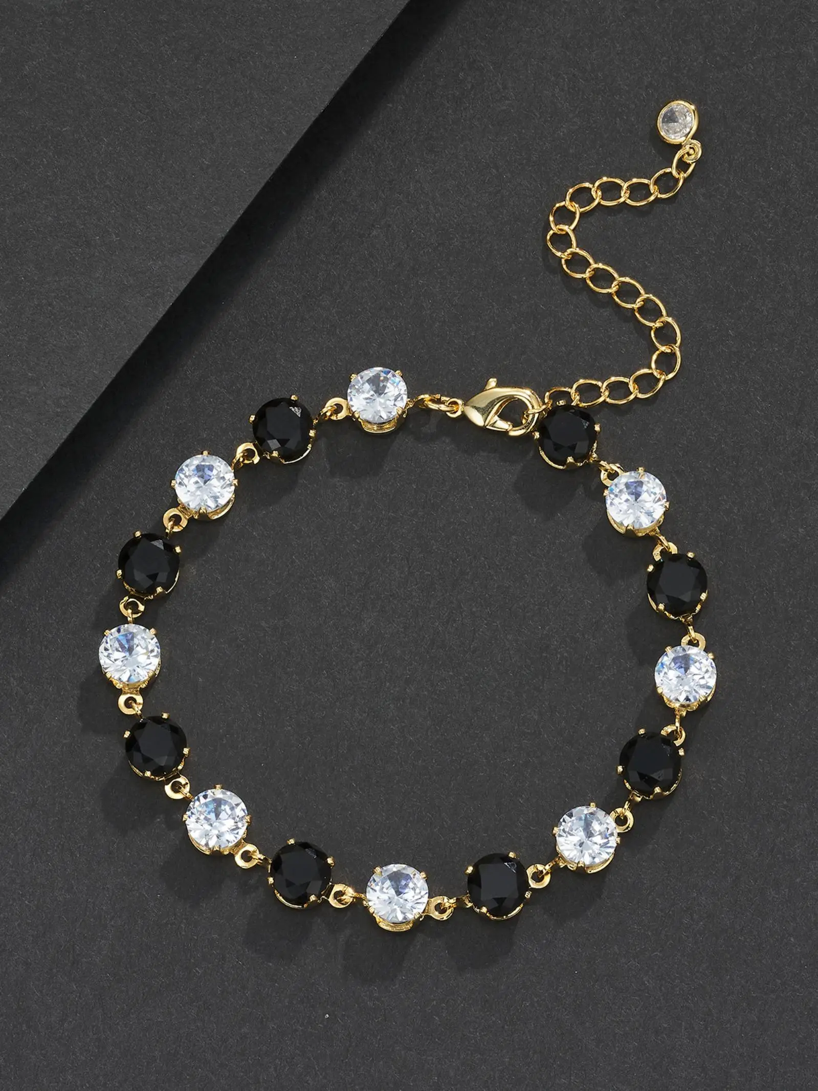 1pc 5mm High-Quality Round Bracelet, Sophisticated Jewelry Accessory, Unisex Copper Chain, Surface Setting, Jewelry Clasp, Ball Bead Bracelet, Crystal Bracelets, Exquisite Trendy Bracelet
