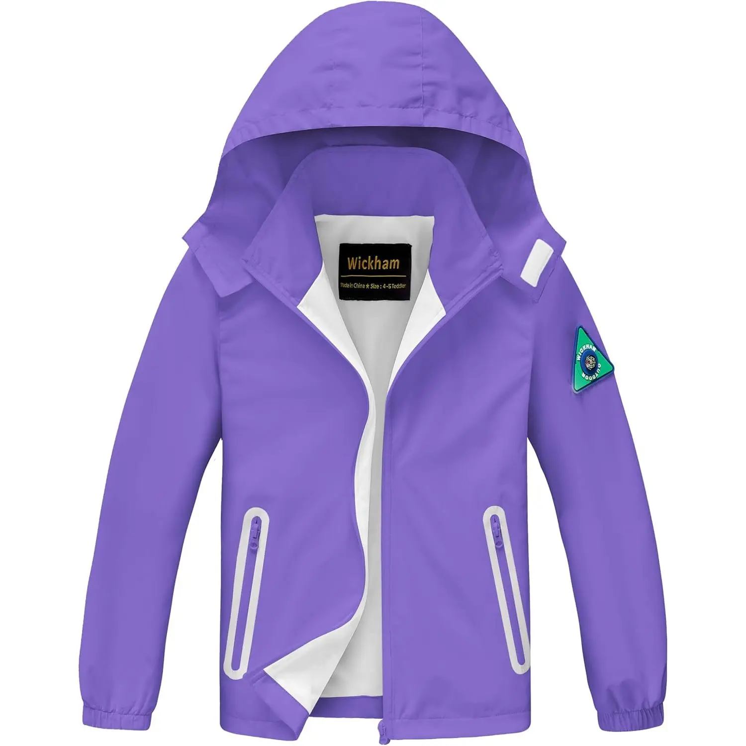 WICKHAM Boys Girls Waterproof Rain Jacket Detachable Hood Lightweight Raincoats for Kids Windbreaker Coat