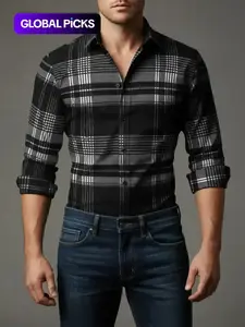 Men's Long Sleeve Casual Shirt, Fashionable Simple Design, Ideal for Dates & Social Events, Perfect Choice for Spring Summer Fall