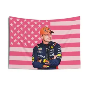Max Verstappen Pink American Flag Tapestry, aesthetic room decor, funny room decor, max verstappen gift