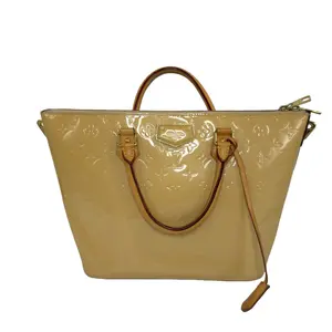 Pre-owned Louis Vuitton Vernis Tote Bags LV Yellow Monogram Leather Montebello PM Tote Bag