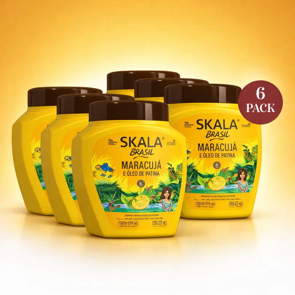 Skala Expert Maracuja & Patauá Oil Hair Treatment Cream, Plant Based Leave-in Moisturizer for Curly Hair, Frizz Control & Shine, 6-Pack (35.2 oz), Vegan, Biodegradable, Silicone Free, Leave-In Use, 1000G, 35.2 Oz Each, Alcohol Free, Haircare, Vegan Safe,,