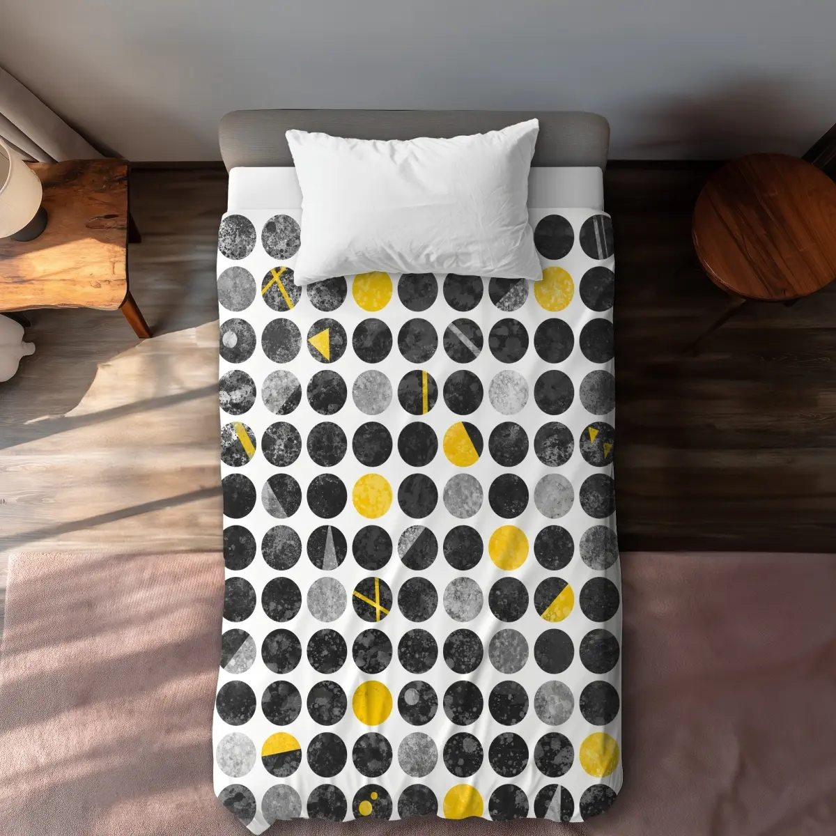 360 stand Decorative Twin Size Extra Long Duvet Cover - Printed Microfiber Face, Machine Washable Easy Care, Industrial Abstract Grunge Circles Design, Stylish Bedding for Twin Beds, Decorative Duvet Cover, Machine Washable Duvet