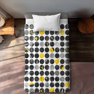 360 stand Decorative Twin Size Extra Long Duvet Cover - Printed Microfiber Face, Machine Washable Easy Care, Industrial Abstract Grunge Circles Design, Stylish Bedding for Twin Beds, Decorative Duvet Cover, Machine Washable Duvet