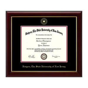 Rutgers University Gold Embossed Diploma Frame with Museum-Quality Matting and Cherry Lacquer Finish
