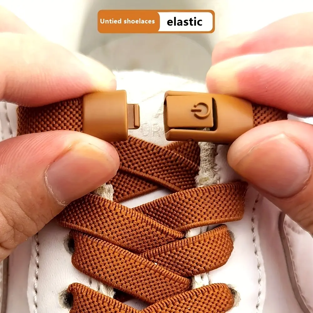 Unisex Clip-On Type No-Tie Elastic Shoelaces, 1 Pair Pack (2 Laces) with Durable Polyester and Spandex Material for Worry-Free Sneaker Shoe Fastening, Footwear, Casual Wear