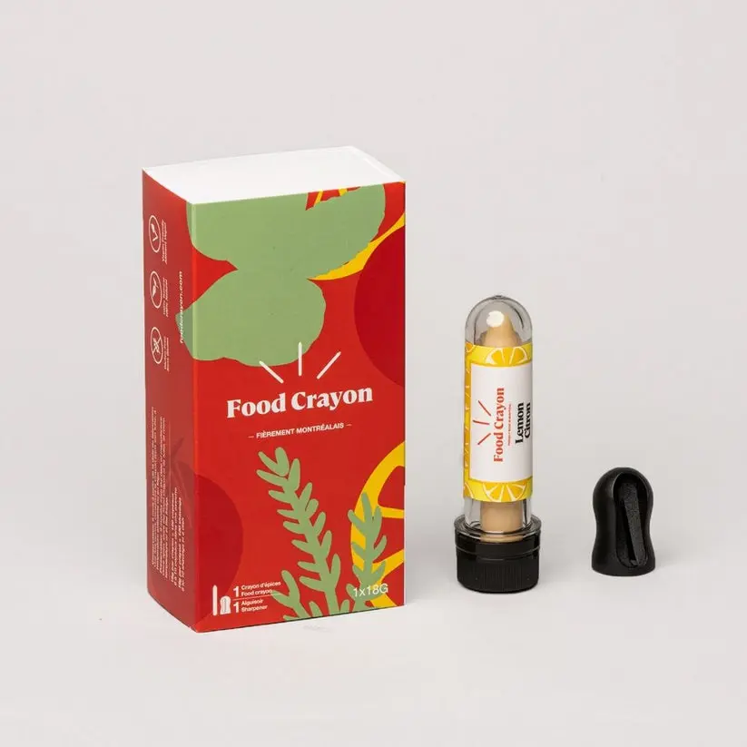 Natural Lemon Flavored Food Crayon Box with Sharpener